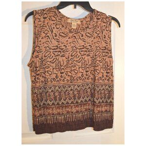 Pleat Pleat by Raphael Sleeveless Leopard? Print Pattern Blouse Top Shirt Size M